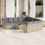 Casa si Gradina - Gradina si terasa - Mobilier exterior - Seturi mobila gradina - Set canapele de gradina, 13 piese, cu perne, bej, poliratan - Infinity.ro