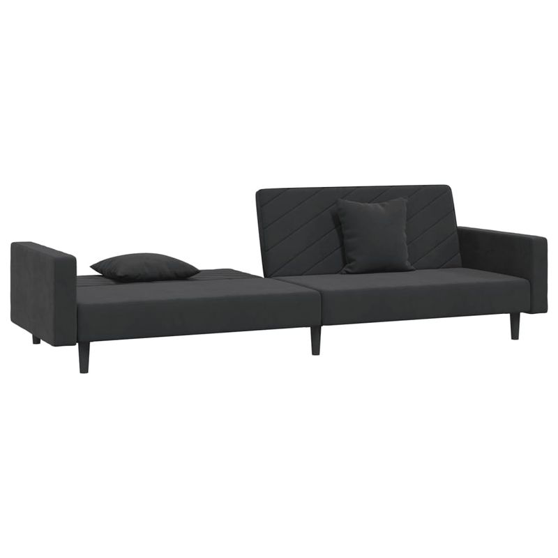Casa si Gradina - Mobilier - Canapele si coltare - Canapele - Canapea extensibila cu 2 locuri, 2 perne, negru, catifea - Infinity.ro