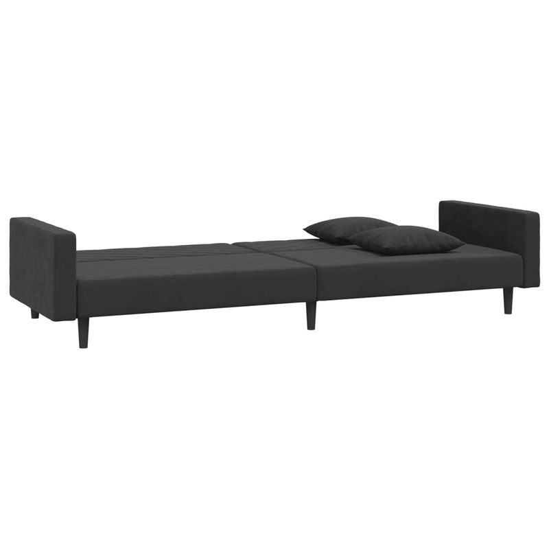 Casa si Gradina - Mobilier - Canapele si coltare - Canapele - Canapea extensibila cu 2 locuri, 2 perne, negru, catifea - Infinity.ro