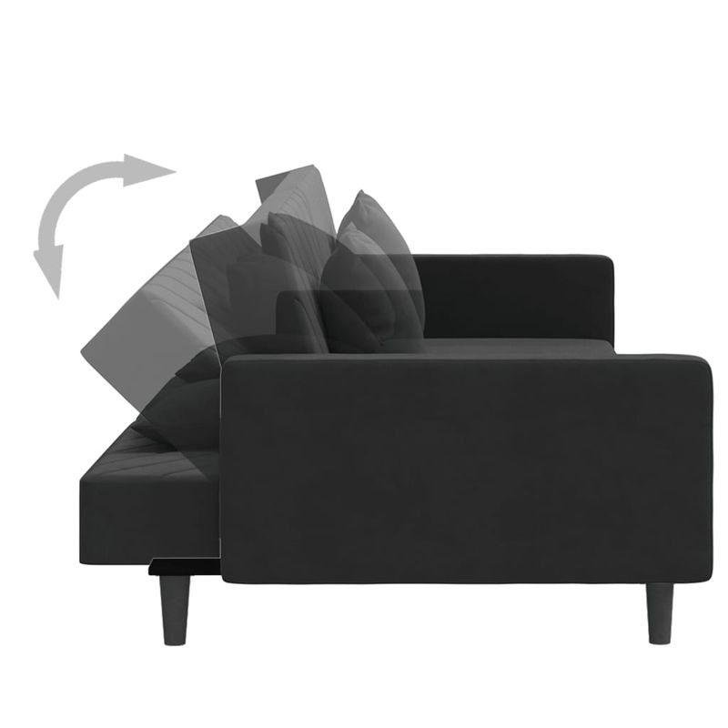 Casa si Gradina - Mobilier - Canapele si coltare - Canapele - Canapea extensibila cu 2 locuri, 2 perne, negru, catifea - Infinity.ro