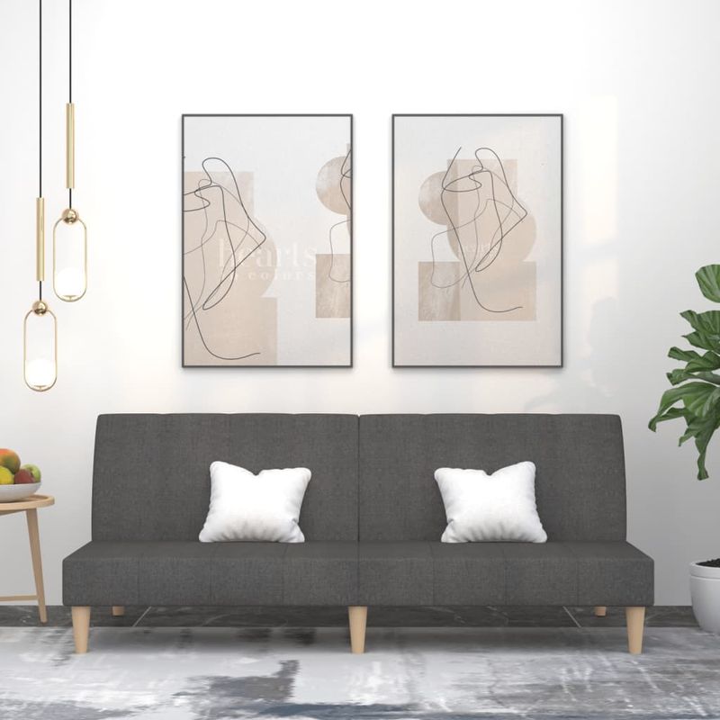 Casa si Gradina - Mobilier - Canapele si coltare - Canapele - Canapea extensibila cu 2 locuri, gri inchis, textil - Infinity.ro