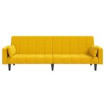 Casa si Gradina - Mobilier - Canapele si coltare - Canapele - Canapea extensibila cu 2 locuri, 2 perne, galben, catifea - Infinity.ro