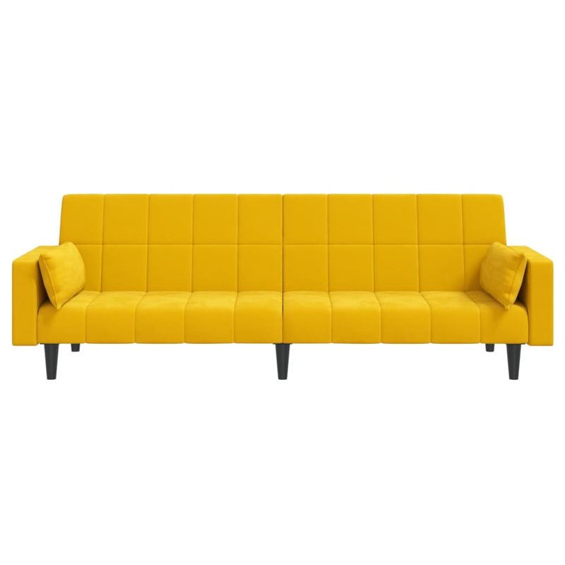 Casa si Gradina - Mobilier - Canapele si coltare - Canapele - Canapea extensibila cu 2 locuri, 2 perne, galben, catifea - Infinity.ro