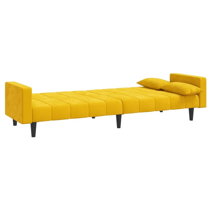 Casa si Gradina - Mobilier - Canapele si coltare - Canapele - Canapea extensibila cu 2 locuri, 2 perne, galben, catifea - Infinity.ro