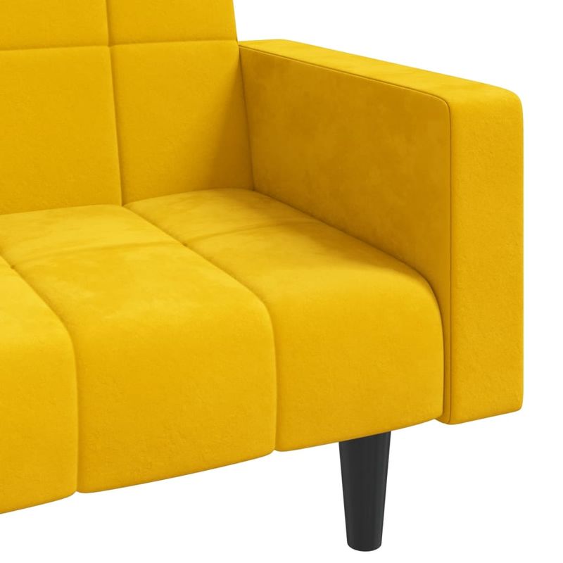 Casa si Gradina - Mobilier - Canapele si coltare - Canapele - Canapea extensibila cu 2 locuri, 2 perne, galben, catifea - Infinity.ro