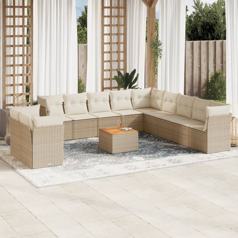 Casa si Gradina - Gradina si terasa - Mobilier exterior - Seturi mobila gradina - Set canapele de gradina cu perne, 12 piese, bej, poliratan - Infinity.ro