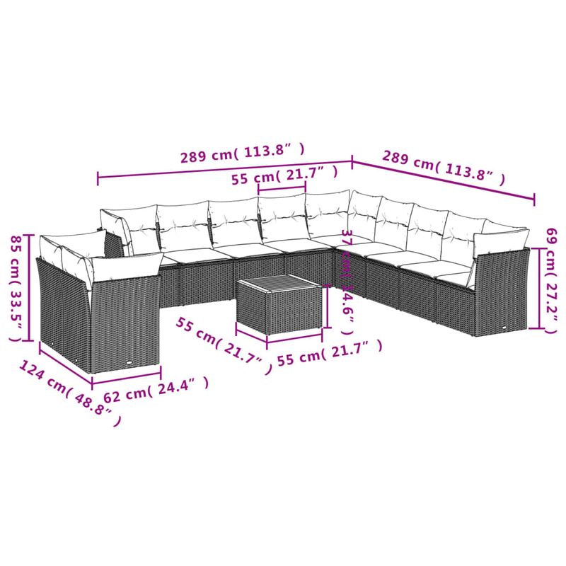 Casa si Gradina - Gradina si terasa - Mobilier exterior - Seturi mobila gradina - Set canapele de gradina cu perne, 12 piese, bej, poliratan - Infinity.ro