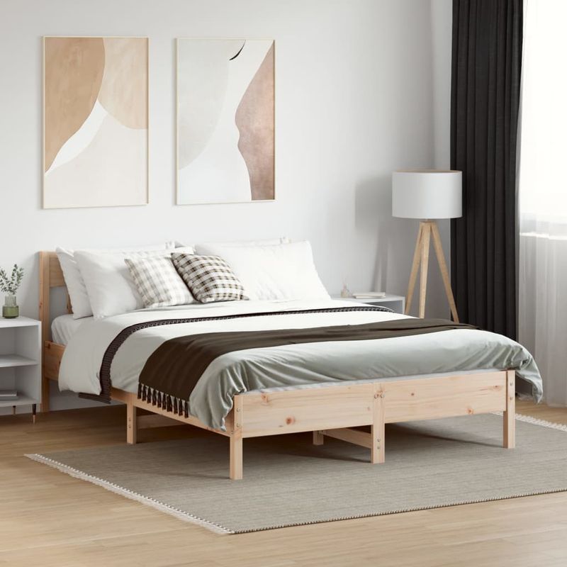 Casa si Gradina - Mobilier - Paturi si accesorii - Paturi - Cadru de pat cu tablie, 120x190 cm, lemn masiv pin - Infinity.ro