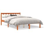 Casa si Gradina - Mobilier - Paturi si accesorii - Paturi - Cadru de pat, maro ceruit, 135x190 cm, lemn masiv de pin - Infinity.ro