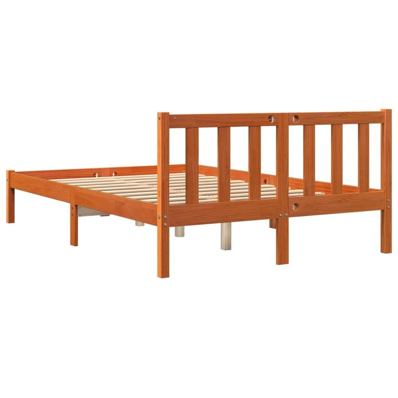 Casa si Gradina - Mobilier - Paturi si accesorii - Paturi - Cadru de pat, maro ceruit, 135x190 cm, lemn masiv de pin - Infinity.ro