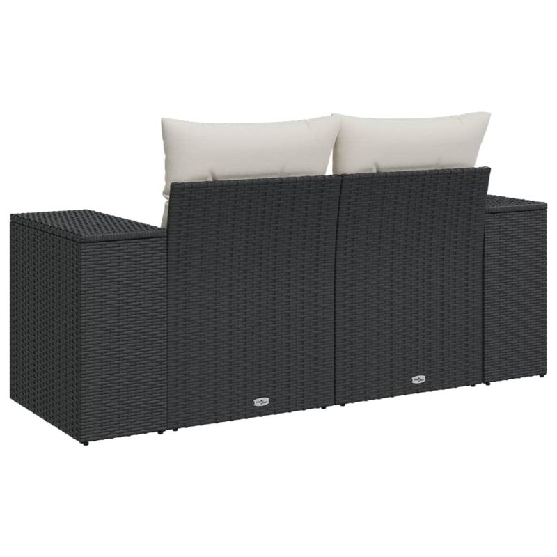 Casa si Gradina - Gradina si terasa - Mobilier exterior - Canapele si fotolii gradina - Canapea de gradina cu perne, 2 locuri, negru, poliratan - Infinity.ro