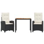Casa si Gradina - Gradina si terasa - Mobilier exterior - Seturi mobila gradina - Set mobilier de gradina cu perne, 3 piese, negru, poliratan - Infinity.ro