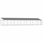 Petshop - Accesorii petshop - Culcusuri si custi - Custi interior si exterior - Cusca caini cu acoperis si usa, gri, 12x2x2 m, otel galvanizat - Infinity.ro