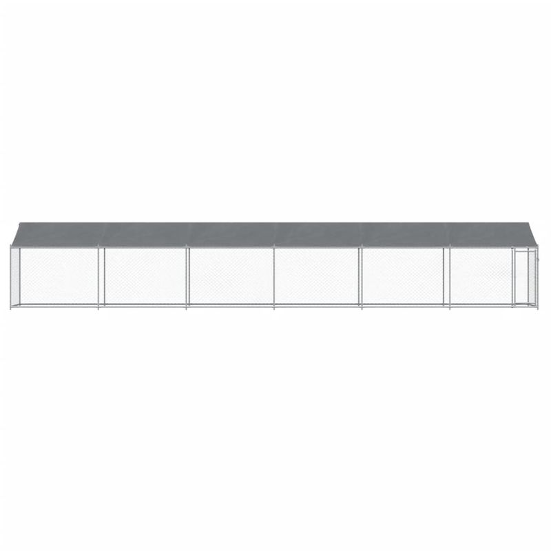 Petshop - Accesorii petshop - Culcusuri si custi - Custi interior si exterior - Cusca caini cu acoperis si usa, gri, 12x2x2 m, otel galvanizat - Infinity.ro