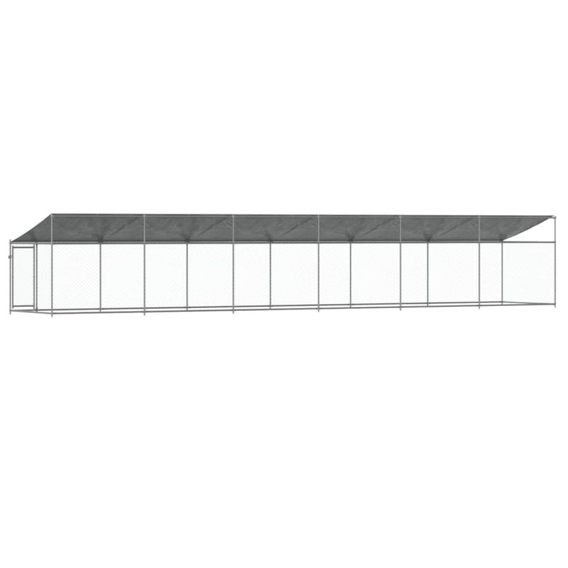 Petshop - Accesorii petshop - Culcusuri si custi - Custi interior si exterior - Cusca caini cu acoperis si usa, gri, 12x2x2 m, otel galvanizat - Infinity.ro