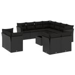 Casa si Gradina - Gradina si terasa - Mobilier exterior - Seturi mobila gradina - Set canapele de gradina, 12 piese, cu perne, negru, poliratan - Infinity.ro