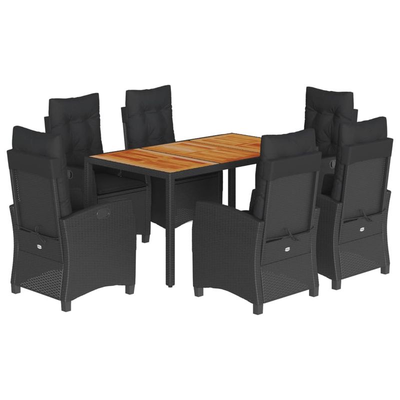 Casa si Gradina - Gradina si terasa - Mobilier exterior - Seturi mobila gradina - Set mobilier de gradina cu perne, 7 piese, negru, poliratan - Infinity.ro
