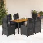 Casa si Gradina - Gradina si terasa - Mobilier exterior - Seturi mobila gradina - Set mobilier de gradina cu perne, 7 piese, negru, poliratan - Infinity.ro