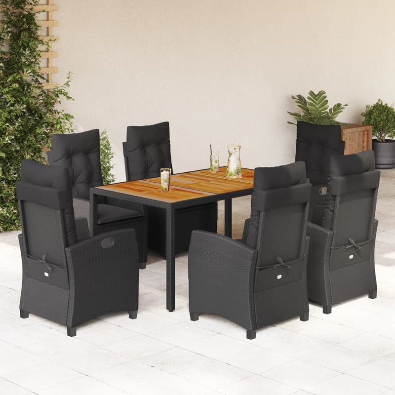 Casa si Gradina - Gradina si terasa - Mobilier exterior - Seturi mobila gradina - Set mobilier de gradina cu perne, 7 piese, negru, poliratan - Infinity.ro