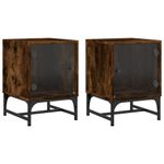 Casa si Gradina - Mobilier - Comode si corpuri - Noptiere - Noptiere cu usi din sticla, 2 buc., stejar afumat, 35x37x50 cm - Infinity.ro