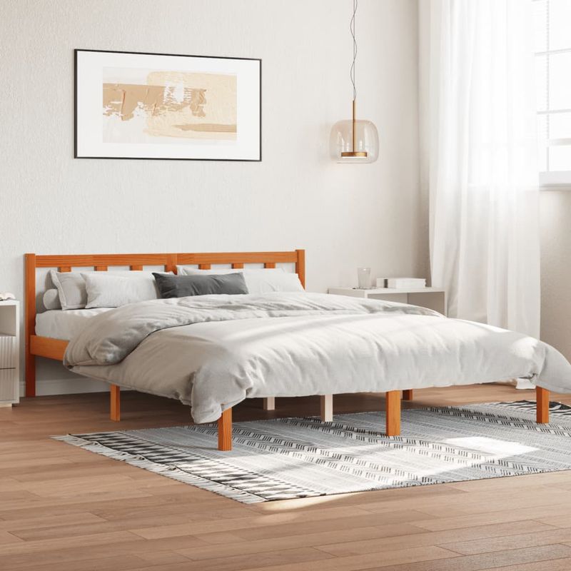 Casa si Gradina - Mobilier - Paturi si accesorii - Paturi - Cadru de pat, maro ceruit, 150x200 cm, lemn masiv de pin - Infinity.ro