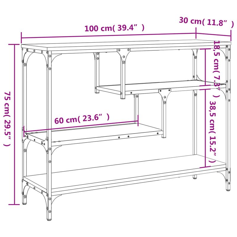 Casa si Gradina - Mobilier - Comode si corpuri - Console - Masuta consola, stejar maro, 100x30x75 cm, lemn prelucrat - Infinity.ro