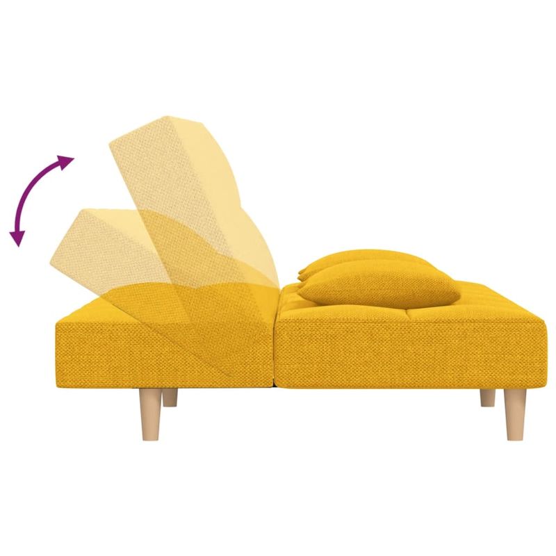 Casa si Gradina - Mobilier - Canapele si coltare - Canapele - Canapea extensibila cu 2 locuri, 2 perne, galben, textil - Infinity.ro