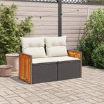 Casa si Gradina - Gradina si terasa - Mobilier exterior - Canapele si fotolii gradina - Canapea de gradina cu perne, 2 locuri, negru, poliratan - Infinity.ro