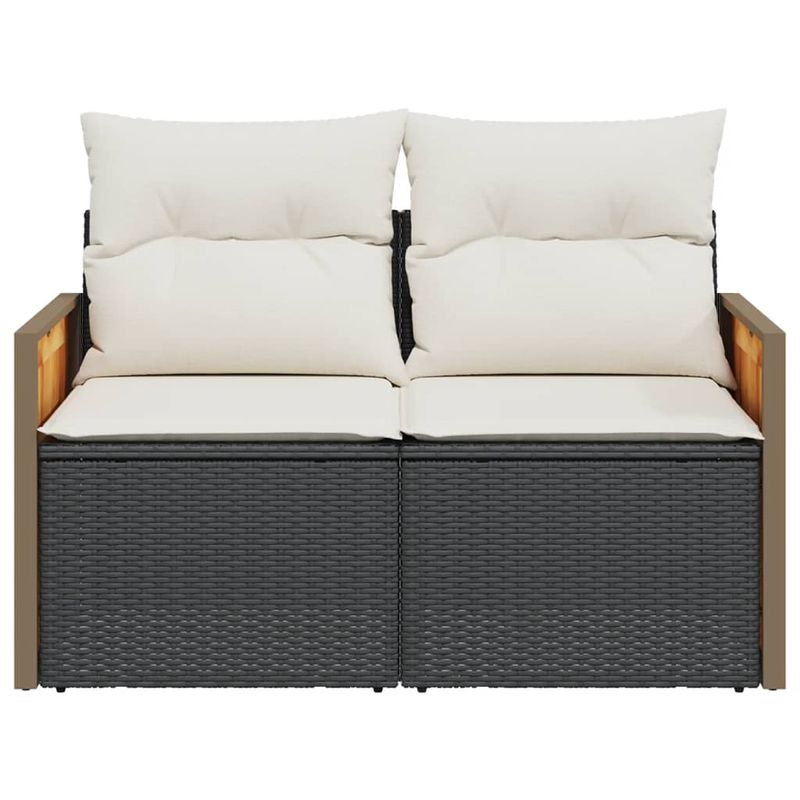 Casa si Gradina - Gradina si terasa - Mobilier exterior - Canapele si fotolii gradina - Canapea de gradina cu perne, 2 locuri, negru, poliratan - Infinity.ro