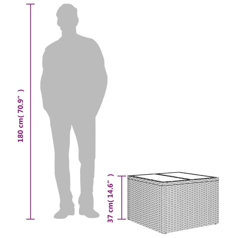 Casa si Gradina - Gradina si terasa - Mobilier exterior - Mese gradina - Masa de gradina cu blat din sticla, gri, 55x55x37 cm, poliratan - Infinity.ro