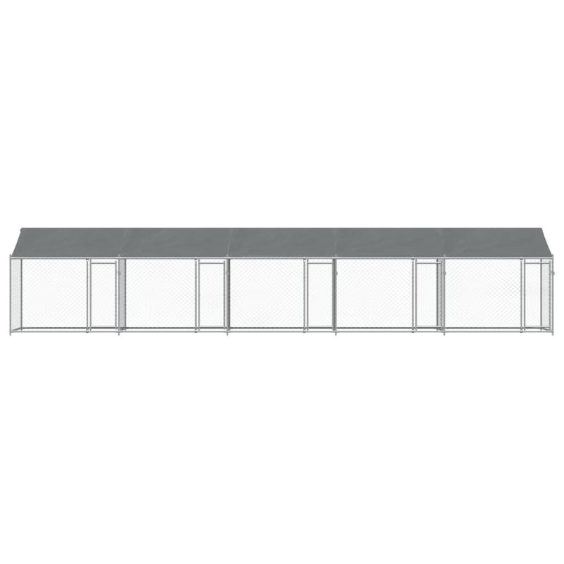 Petshop - Accesorii petshop - Culcusuri si custi - Custi interior si exterior - Cusca caini cu acoperis si usi, gri, 10x2x2 m, otel galvanizat - Infinity.ro