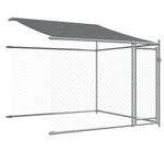 Petshop - Accesorii petshop - Culcusuri si custi - Custi interior si exterior - Cusca caini cu acoperis si usi, gri, 10x2x2 m, otel galvanizat - Infinity.ro