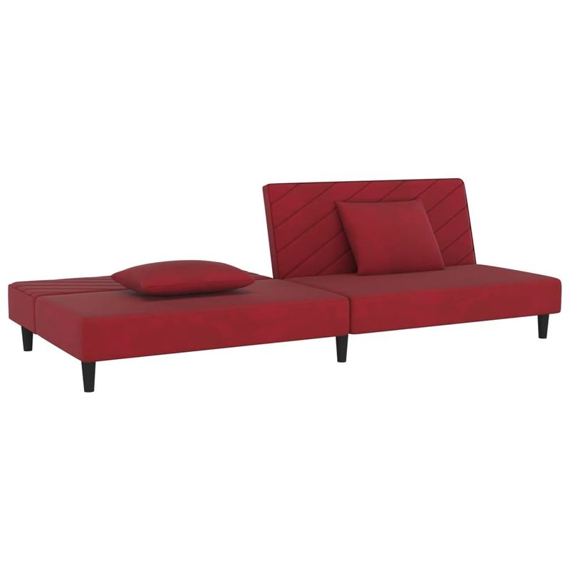 Casa si Gradina - Mobilier - Canapele si coltare - Canapele - Canapea extensibila cu 2 locuri, 2 perne, rosu vin, catifea - Infinity.ro