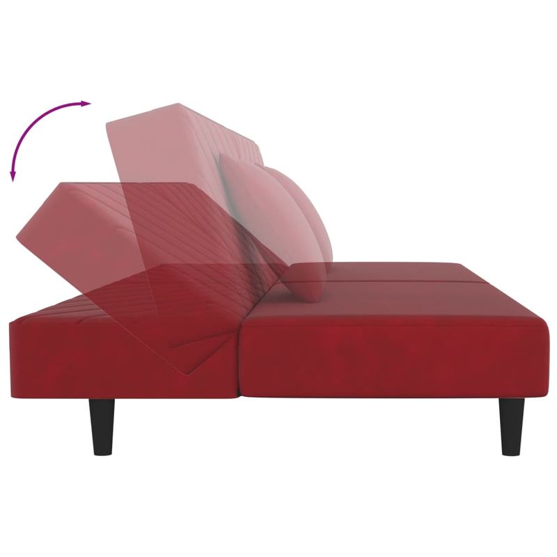 Casa si Gradina - Mobilier - Canapele si coltare - Canapele - Canapea extensibila cu 2 locuri, 2 perne, rosu vin, catifea - Infinity.ro
