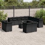 Casa si Gradina - Gradina si terasa - Mobilier exterior - Seturi mobila gradina - Set mobilier de gradina cu perne, 14 piese, negru, poliratan - Infinity.ro