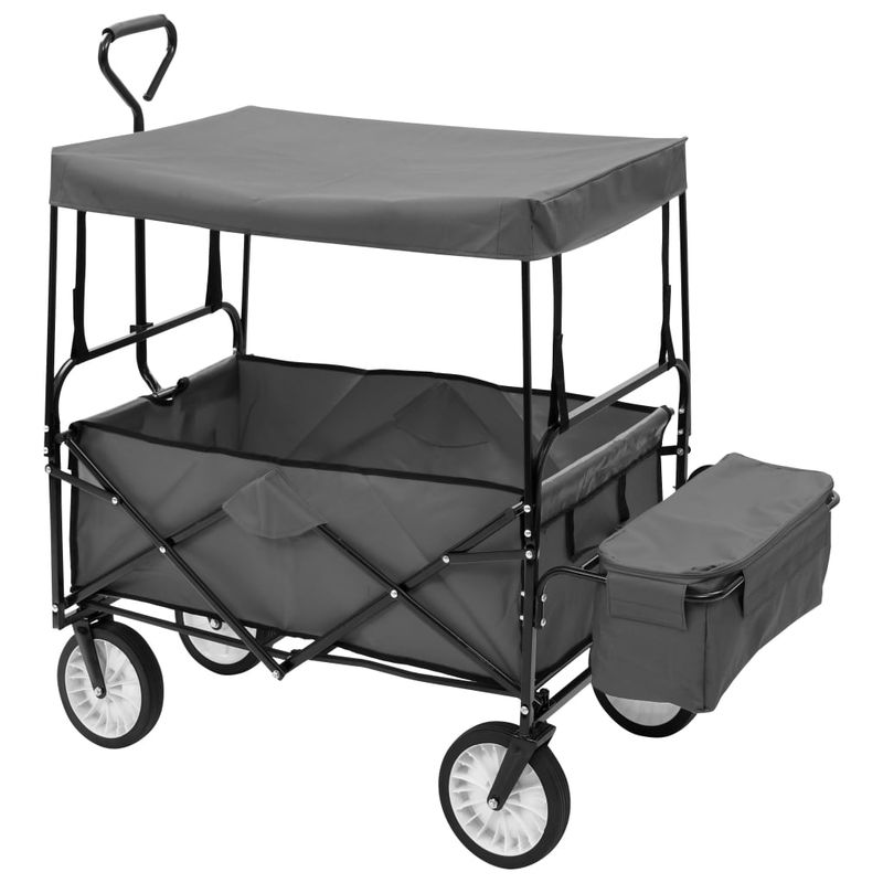 Casa si Gradina - Constructii - Depozitare, transport si protectie - Echipamente pentru transport si ridicat - Carucior manual pliabil cu copertina, gri, otel - Infinity.ro