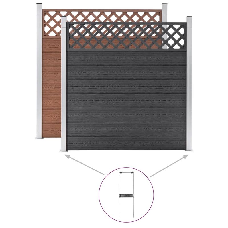 Casa si Gradina - Gradinarit si plante - Unelte gradinarit - Accesorii pentru unelte gradinarit - Tarusi de sol pentru gard din WPC, 2 buc., 40 cm, otel - Infinity.ro