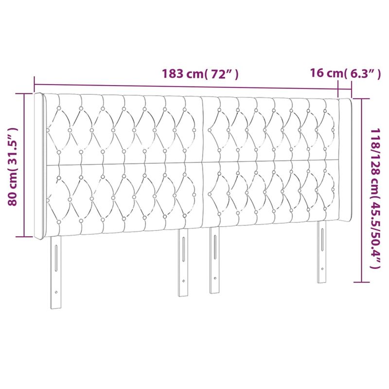 Casa si Gradina - Mobilier - Paturi si accesorii - Accesorii paturi - Tablie de pat cu aripioare gri deschis 183x16x118/128 cm textil - Infinity.ro