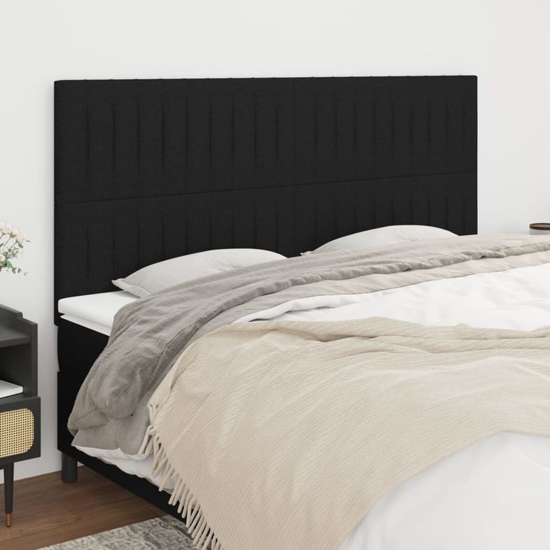 Casa si Gradina - Mobilier - Paturi si accesorii - Accesorii paturi - Tablii de pat, 4 buc, negru, 80x5x78/88 cm, textil - Infinity.ro