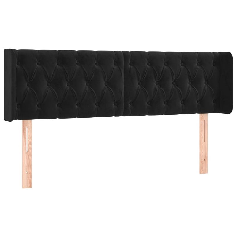 Casa si Gradina - Mobilier - Paturi si accesorii - Accesorii paturi - Tablie de pat cu LED, negru, 147x16x78/88 cm, catifea - Infinity.ro