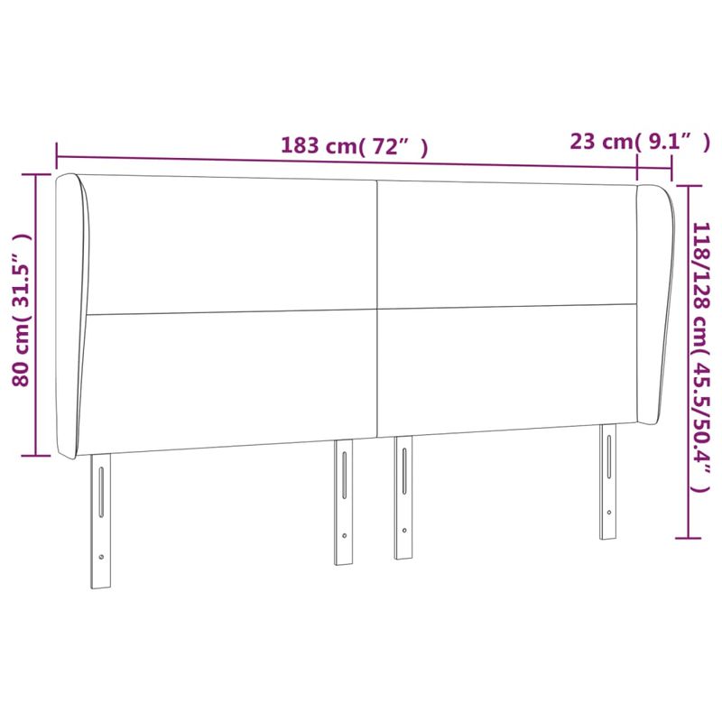 Casa si Gradina - Mobilier - Paturi si accesorii - Accesorii paturi - Tablie de pat cu aripioare, negru, 183x23x118/128 cm, textil - Infinity.ro