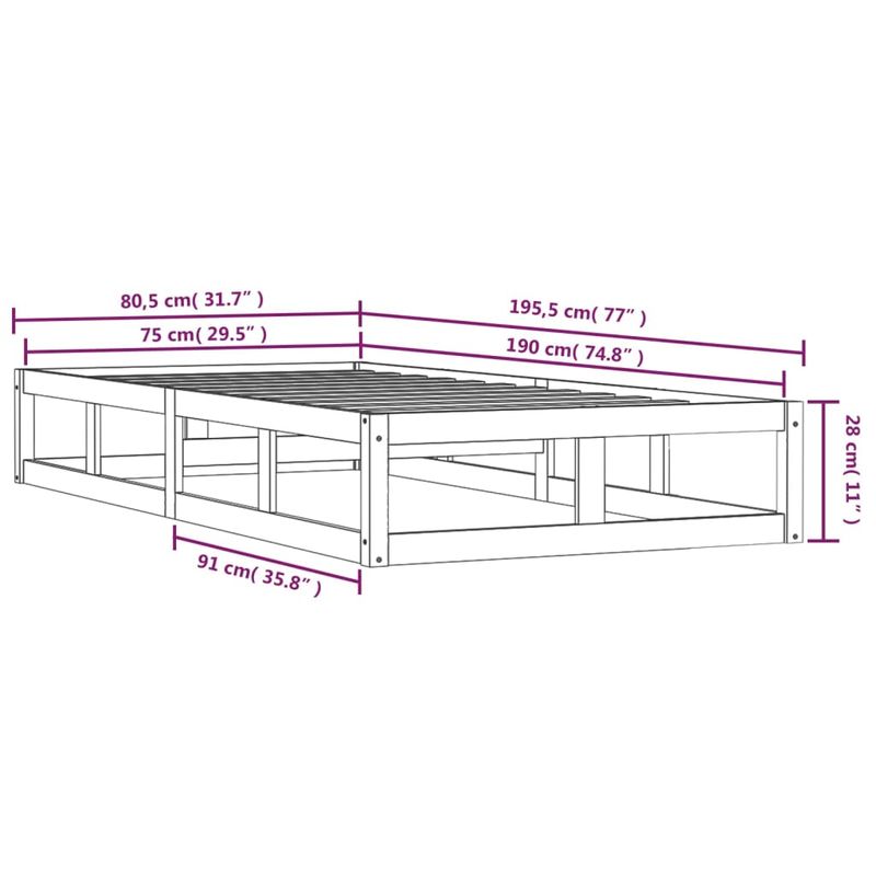 Casa si Gradina - Mobilier - Paturi si accesorii - Paturi - Cadru de pat mic single, 75x190 cm, lemn masiv - Infinity.ro