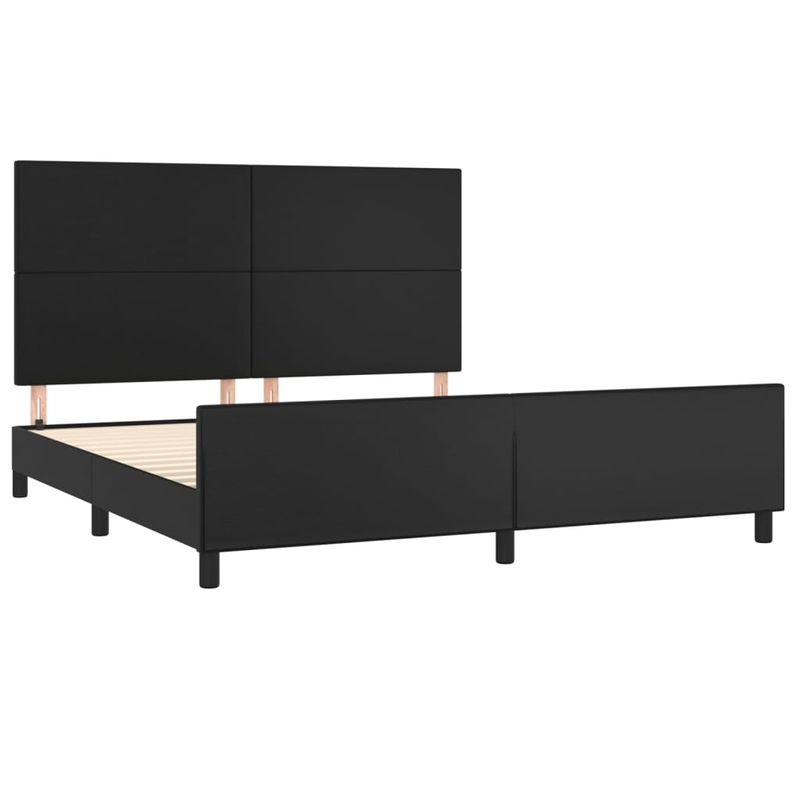 Casa si Gradina - Mobilier - Paturi si accesorii - Paturi - Cadru de pat cu tablie, negru, 180x200 cm, piele ecologica - Infinity.ro