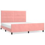 Casa si Gradina - Mobilier - Paturi si accesorii - Paturi - Cadru de pat cu tablie, roz, 180x200 cm, catifea - Infinity.ro
