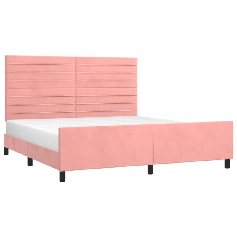Casa si Gradina - Mobilier - Paturi si accesorii - Paturi - Cadru de pat cu tablie, roz, 180x200 cm, catifea - Infinity.ro