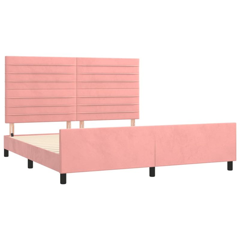 Casa si Gradina - Mobilier - Paturi si accesorii - Paturi - Cadru de pat cu tablie, roz, 180x200 cm, catifea - Infinity.ro