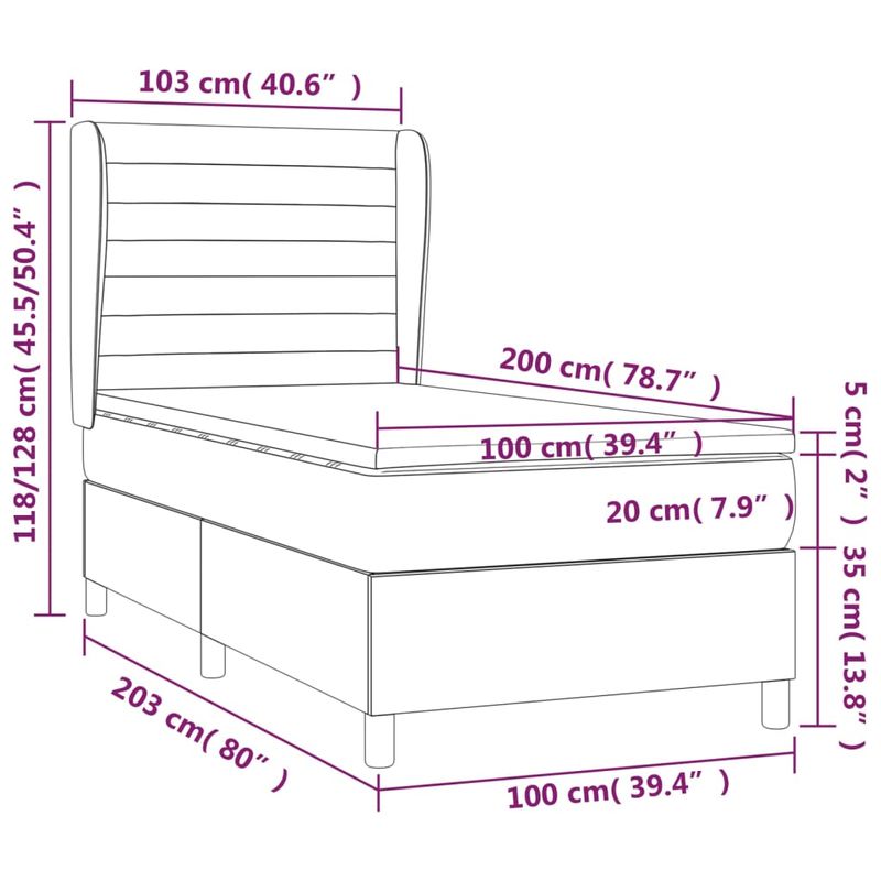 Casa si Gradina - Mobilier - Paturi si accesorii - Paturi - Pat box spring cu saltea, negru, 100x200 cm, catifea - Infinity.ro