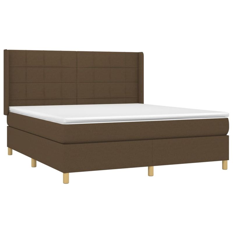 Casa si Gradina - Mobilier - Paturi si accesorii - Paturi - Pat continental cu saltea maro inchis 180x200cm material textil - Infinity.ro