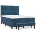 Casa si Gradina - Mobilier - Paturi si accesorii - Paturi - Pat box spring cu saltea, albastru inchis, 140x190 cm, catifea - Infinity.ro