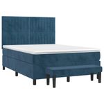Casa si Gradina - Mobilier - Paturi si accesorii - Paturi - Pat box spring cu saltea, albastru inchis, 140x190 cm, catifea - Infinity.ro